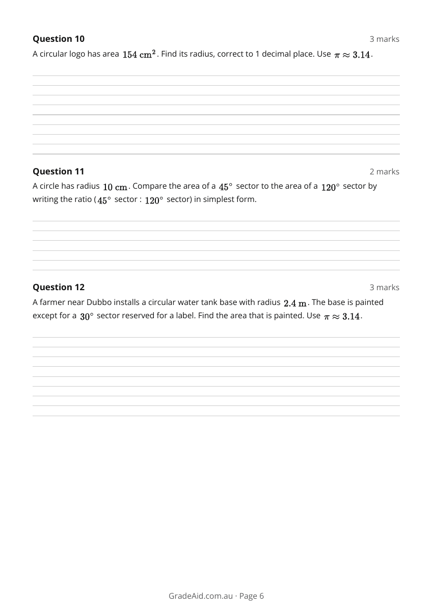 Worksheet example 6