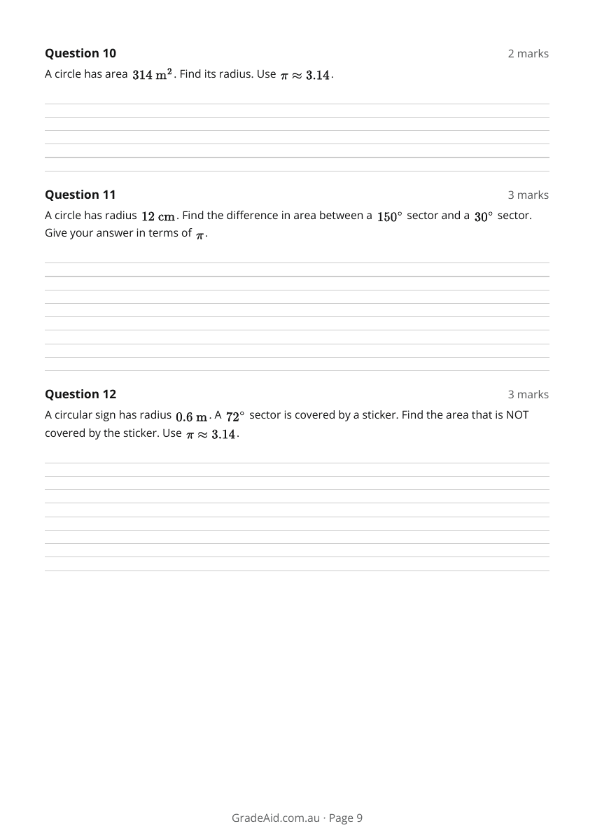 Worksheet example 9