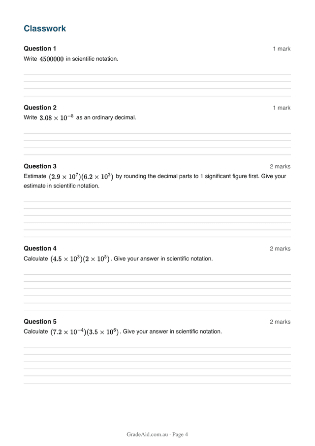 Sample worksheet